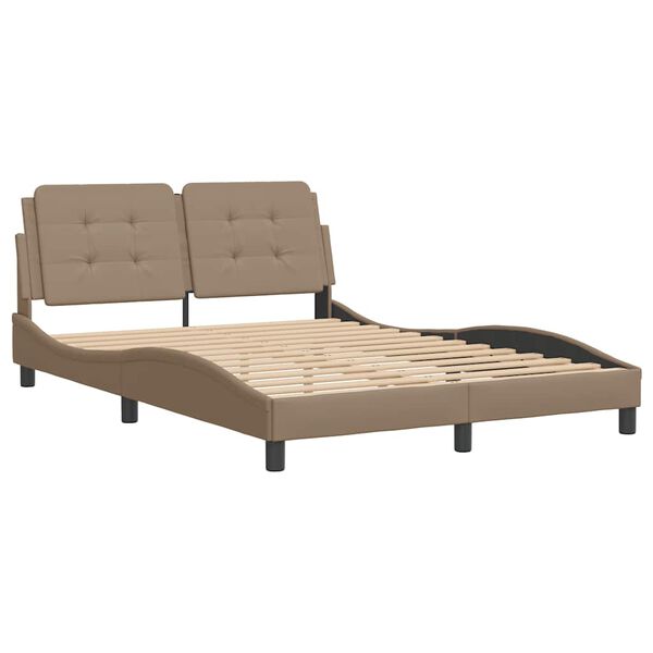 vidaXL Estrutura de cama sem colch&atilde;o Zadar couro artif. 140x190 cm cappuccino