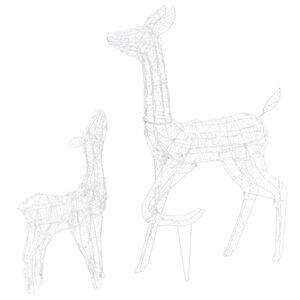 vidaXL Fam&iacute;lia de renas decorativa 160 luzes LED acr&iacute;lico branco frio