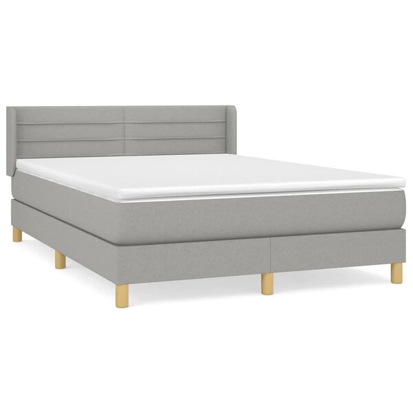vidaXL Cama com molas/colch&atilde;o 140x190 cm tecido cinzento-claro