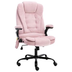 vidaXL Cadeira de escrit&oacute;rio c/ fun&ccedil;&atilde;o de massagem veludo rosa