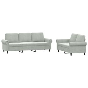vidaXL 2 pcs conjunto de sof&aacute;s com almofad&otilde;es veludo cinzento-claro