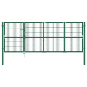 vidaXL Port&atilde;o de jardim com postes 350x120 cm a&ccedil;o verde.