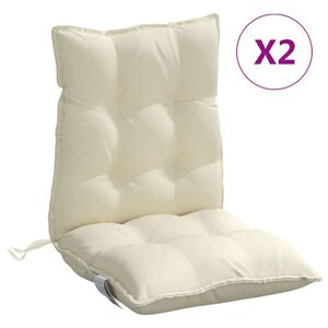 vidaXL Almofad&otilde;es cadeira encosto baixo 2 pcs tecido oxford creme