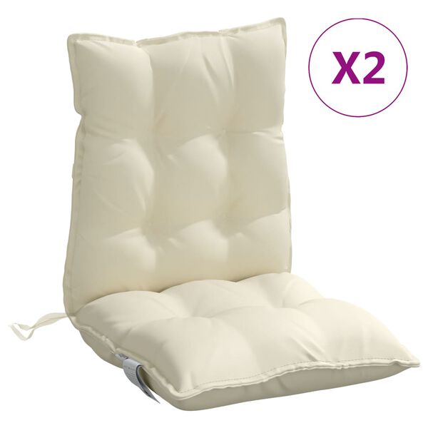 vidaXL Almofad&otilde;es cadeira encosto baixo 2 pcs tecido oxford creme