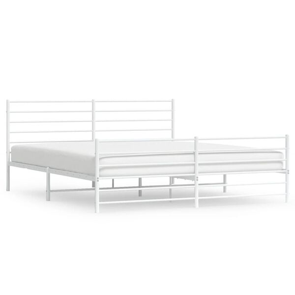 vidaXL Estrutura de cama com cabeceira e p&eacute;s 200x200 cm metal branco