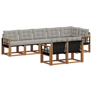 vidaXL Conjunto de Sof&aacute;s para Exterior 8 pcs Cinza Natural e Claro