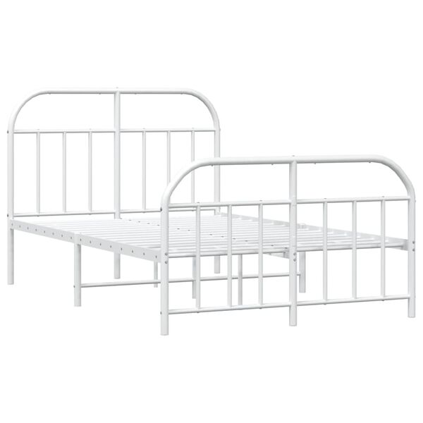 vidaXL Estrutura de cama com cabeceira e p&eacute;s 120x200 cm metal branco