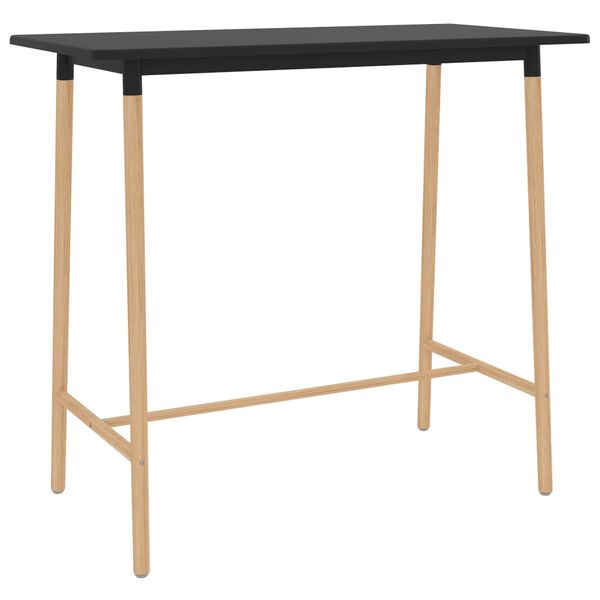 vidaXL Mesa de bar 120x60x105 cm MDF e madeira de faia maci&ccedil;a preto