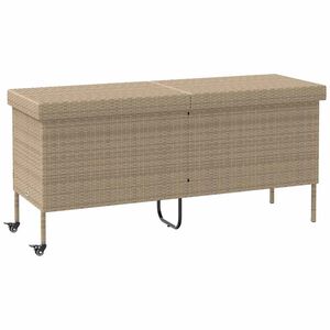 vidaXL Caixa de arruma&ccedil;&atilde;o jardim com rodas 160x55x75 cm vime PE bege