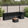 vidaXL 7 pcs conjunto de sof&aacute;s p/ jardim c/ almofad&otilde;es vime PE preto