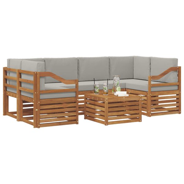 vidaXL Conjuntos de sof&aacute;s com almofada 7 pcs Cinza Natural e Claro