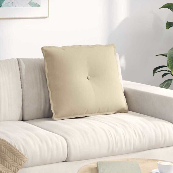 vidaXL Travesseiro para Costas Creme 60 x 50 cm Tecido de Microfibra