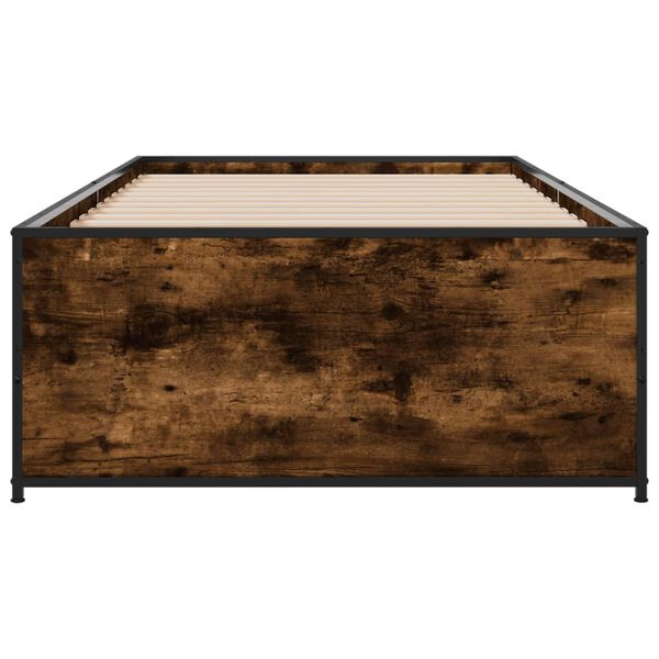 vidaXL Estrutura de cama derivados de madeira e metal carvalho fumado