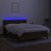 vidaXL Cama box spring c/ colch&atilde;o/LED 140x190cm tecido castanho-escuro