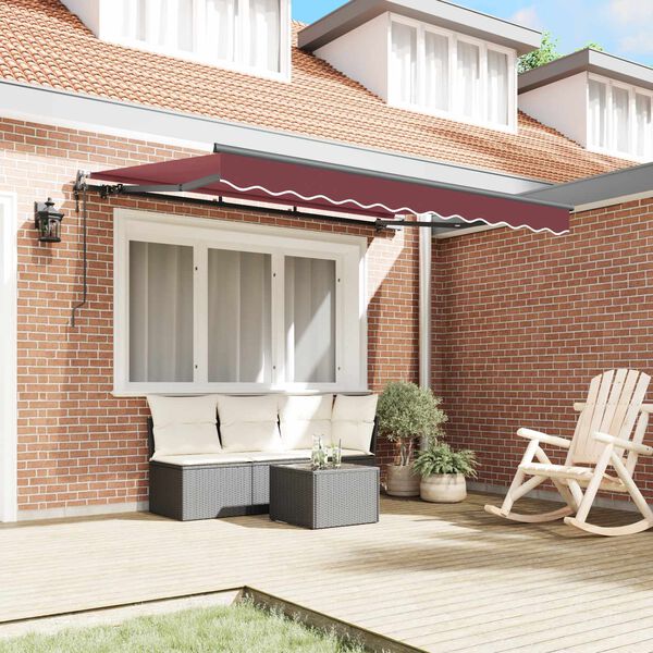 vidaXL Toldo Retr&aacute;til Borgonha 350 x 200 x 165 cm tecido