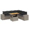 vidaXL 7 pcs conjunto sof&aacute;s p/ jardim c/ almofad&otilde;es vime PE cinzento