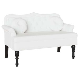 vidaXL Banco Chesterfield Branco 120,5 x 65 x 75 cm Couro Sint&eacute;tico