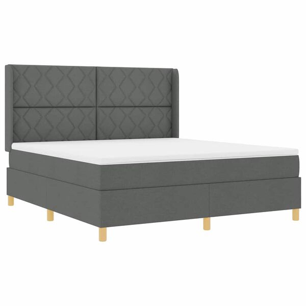 vidaXL Cama Box com colch&atilde;o Cinzeto 180 x 200 cm tecido