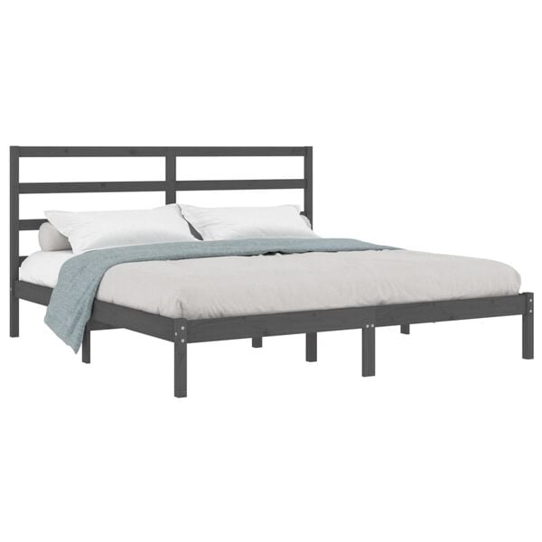 vidaXL Estrutura de cama 200x200 cm pinho maciço cinzento