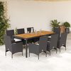 vidaXL 9 pcs conjunto jantar jardim c/ almofad&otilde;es vime PE/ac&aacute;cia preto