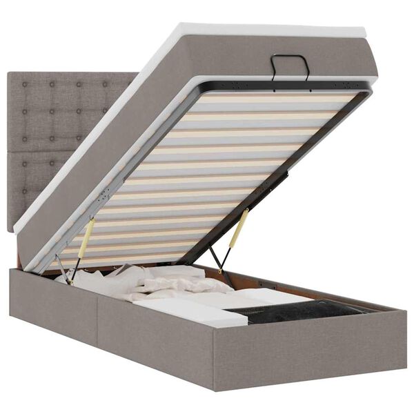 vidaXL Cama otomana com colchão 100x200 cm tecido cinza