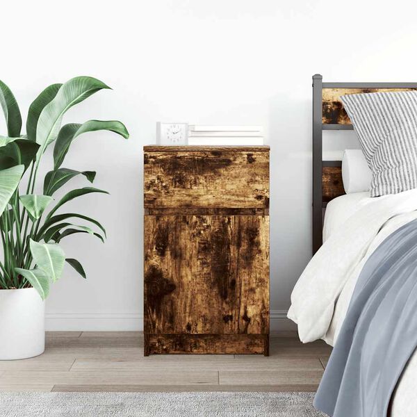 vidaXL Mesa de cabeceira 39x35x65 cm derivados madeira carvalho fumado