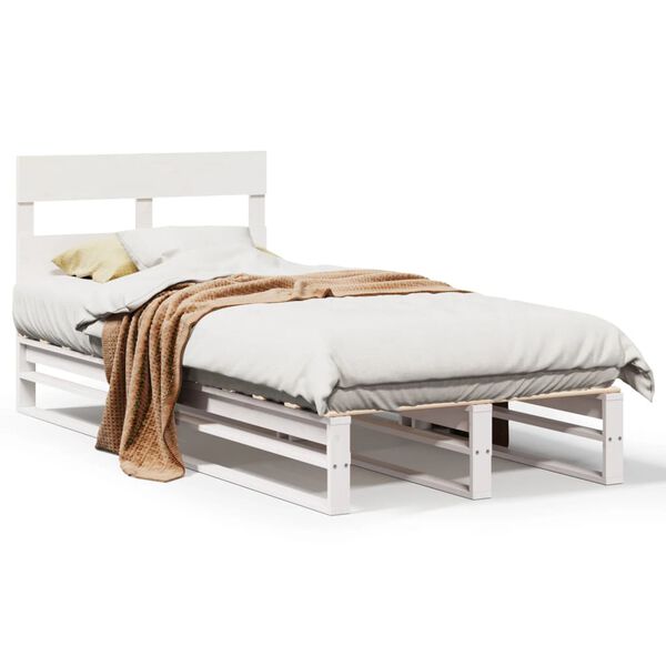 vidaXL Cama sem colch&atilde;o 75x190 cm madeira de pinho maci&ccedil;a branco