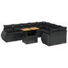 vidaXL 10 pcs conjunto sof&aacute;s de jardim c/ almofad&otilde;es vime PE preto