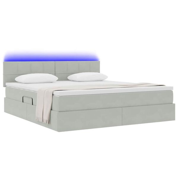 vidaXL Cama com arruma&ccedil;&atilde;o e LED Cinzento-claro 160 x 200 cm Veludo