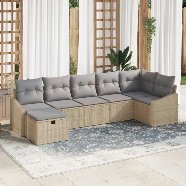 vidaXL Conjunto de Sofá de Jardim 7 pcs Bege 55 x 62 x 69 cm