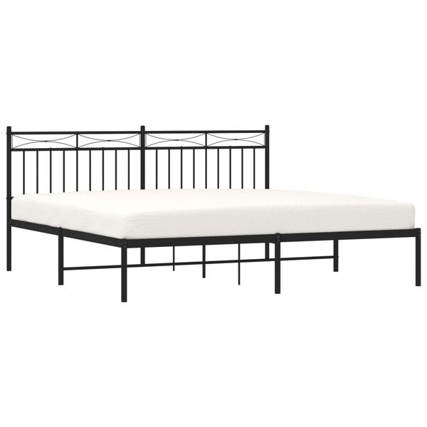 vidaXL Estrutura de cama em metal com cabeceira 180x200 cm preto