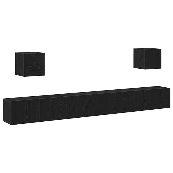 vidaXL Conjunto de m&oacute;vel de TV 7 pcs Carvalho Preto 100 x 30 x 30 cm