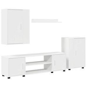 vidaXL Conjunto de m&oacute;vel de TV 4 pcs Branco Madeira processada