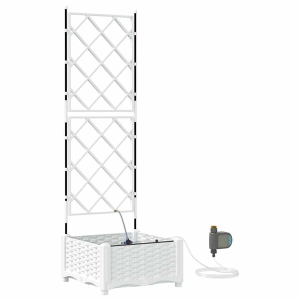 vidaXL Vaso de Jardim Branco 40 x 40 x 126 cm A&ccedil;o