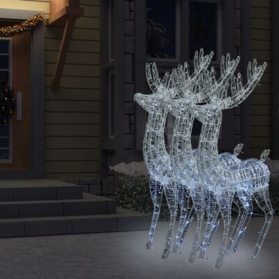 vidaXL Renas de Natal XXL 3pcs 250 LEDs 180 cm acrílico branco frio