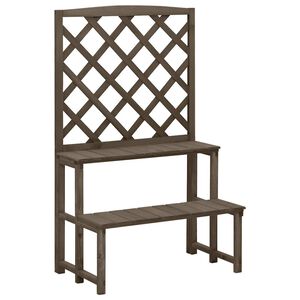 vidaXL Suporte de plantas c/ treli&ccedil;a 70x42x115cm abeto maci&ccedil;o cinzento