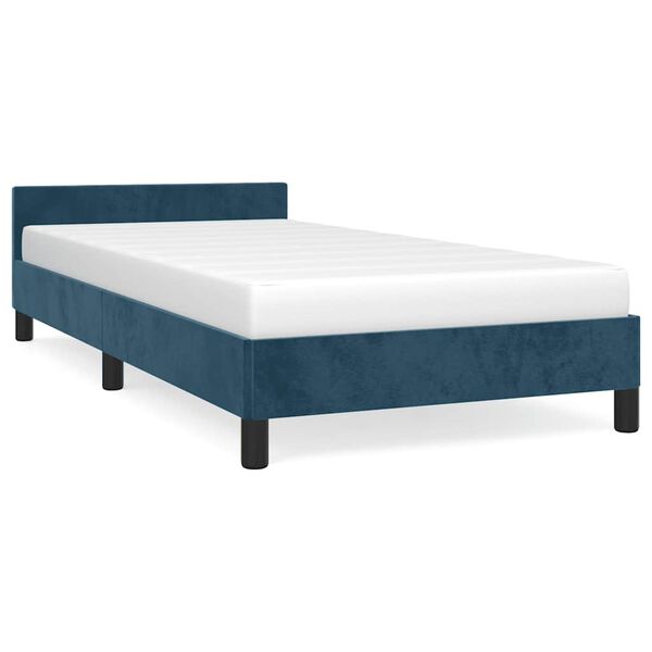 vidaXL Estrutura de cama sem colch&atilde;o 100x200 cm veludo azul-escuro