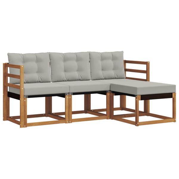 vidaXL Conjunto de Sof&aacute;s para Exterior 4 pcs Cinza Natural e Claro