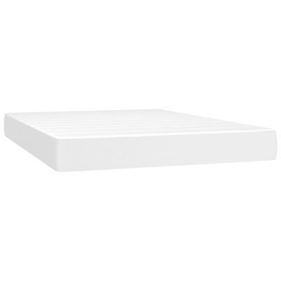 vidaXL Cama box spring c/colchão/LED 140x190cm couro artificial branco