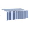 vidaXL Toldo Retr&aacute;til Riscas Manual Azul 350 x 200 cm tecido