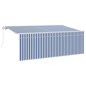 vidaXL Toldo Retr&aacute;til Riscas Manual Azul 350 x 200 cm tecido