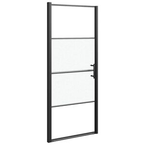 vidaXL Porta de chuveiro meio vidro fosco temperado 81x195 cm preto