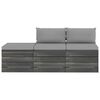 vidaXL 3 pcs conjunto lounge de paletes + almofad&otilde;es madeira de pinho