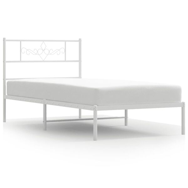 vidaXL Estrutura de cama sem colch&atilde;o com cabeceira 75x190 cm branco