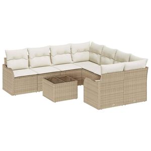 vidaXL Conjunto de Sof&aacute; de Jardim 9 unid. 8-N&uacute;mero de lugares Bege