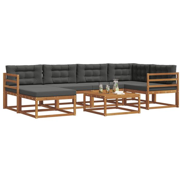 vidaXL Conjunto de Sof&aacute;s para Exterior 7 pcs Natural e Antracite