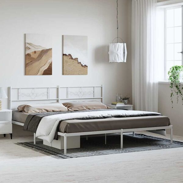vidaXL Estrutura de cama com cabeceira 183x213 cm metal branco