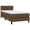 vidaXL Cama box spring c/ colch&atilde;o/LED 80x200cm tecido castanho-escuro