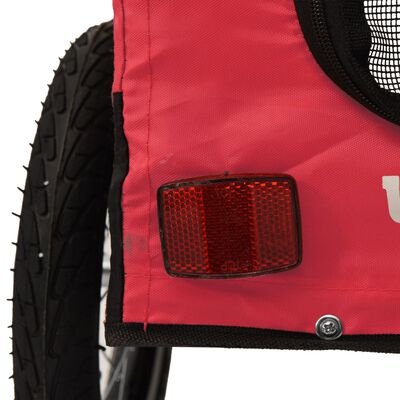 vidaXL Reboque bicicleta p/ animais tecido oxford/ferro vermelho/preto