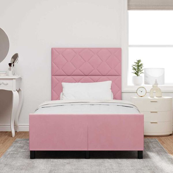 vidaXL Cama Box com cabeceira Rosa 120 x 190 cm Veludo